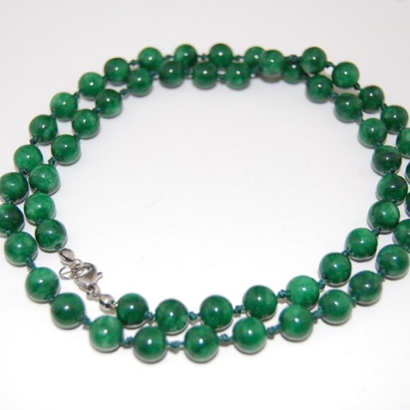 Jade Necklace,Hand Knotted Necklace,8mm Jade Stone Beads Knot Necklace - Picture 4 of 4